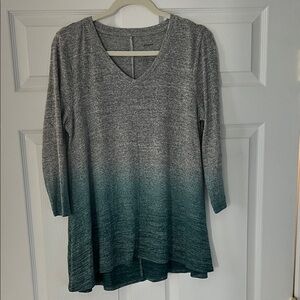 Sonoma Gray and Green Ombre V-Neck Tunic